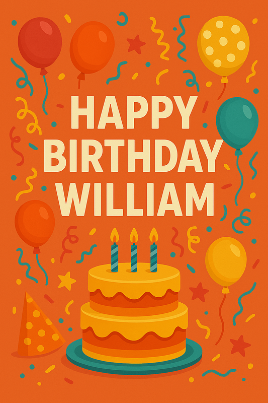 Happy Birthday William – Eco-Friendly Digital Video Card to Send Instantly is WhatsApp