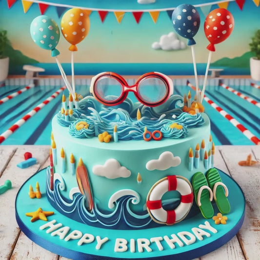 Happy Birthday Swimming Fan Video Celebration