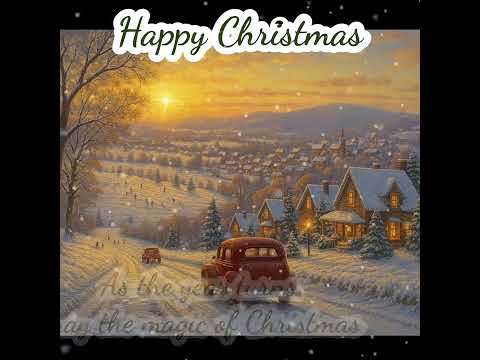Christmas image snow cars snowy fields wishing a Happy Christmas 